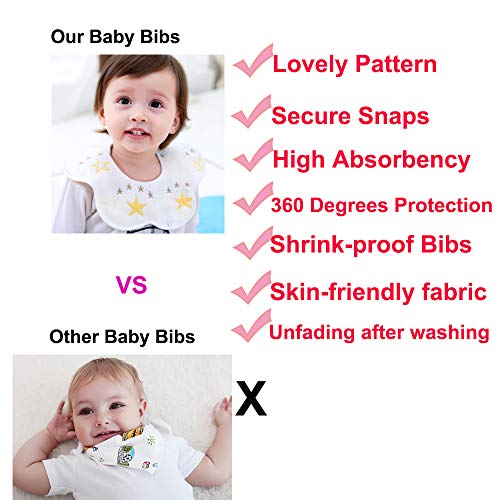 MERLINAE 10 Pack Baby Bandana Drool Bibs Baby 360 Rotate Baby Petal Gauze Bibs-Burp Cloths,Feeding,Waterproof And Absorbent,Drooling And Teething