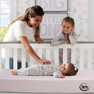 Serta Sertapedic Petals Dual Sided Premium Recycled Fiber Core Crib and Toddler Mattress - Waterproof - GREENGUARD Gold Certified - Trusted 7 Year Warranty - Made in USA Pink