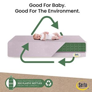 Serta Sertapedic Petals Dual Sided Premium Recycled Fiber Core Crib and Toddler Mattress - Waterproof - GREENGUARD Gold Certified - Trusted 7 Year Warranty - Made in USA Pink