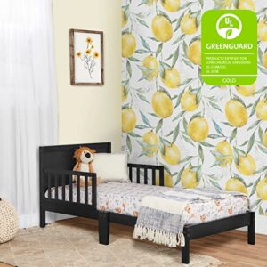 Dream On Me Brookside Toddler Bed in Black, Greenguard Gold Certified, JPMA Certified, Low to Floor Design, Non-Toxic Finish, Safety Rails, Made of Pinewood