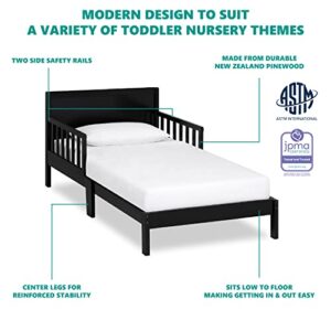 Dream On Me Brookside Toddler Bed in Black, Greenguard Gold Certified, JPMA Certified, Low to Floor Design, Non-Toxic Finish, Safety Rails, Made of Pinewood