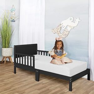 Dream On Me Brookside Toddler Bed in Black, Greenguard Gold Certified, JPMA Certified, Low to Floor Design, Non-Toxic Finish, Safety Rails, Made of Pinewood