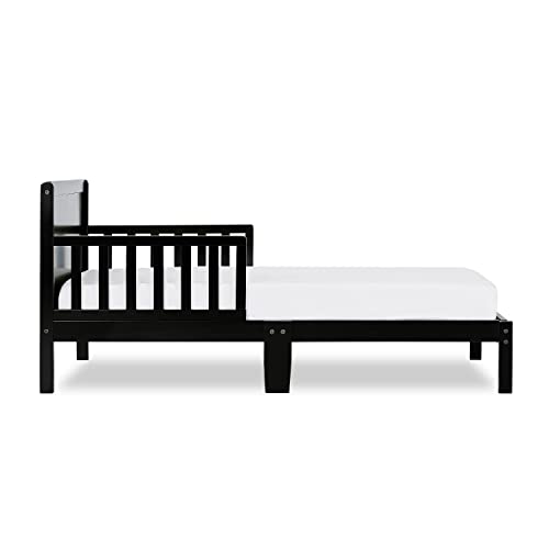 Dream On Me Brookside Toddler Bed in Black, Greenguard Gold Certified, JPMA Certified, Low to Floor Design, Non-Toxic Finish, Safety Rails, Made of Pinewood