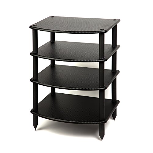 Pangea Audio Vulcan Four Shelf Audio Rack, Media Stand, and Components Cabinet 4 Shelf Carbon