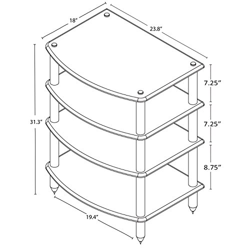 Pangea Audio Vulcan Four Shelf Audio Rack, Media Stand, and Components Cabinet 4 Shelf Carbon