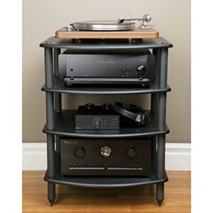 Pangea Audio Vulcan Four Shelf Audio Rack, Media Stand, and Components Cabinet 4 Shelf Carbon