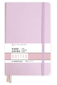minimalism art, premium hard cover notebook journal, classic 5" x 8.3", 122 numbered pages, gusseted pocket, ribbon bookmark, extra thick ink-proof paper 120gsm, san francisco (dotted, pink)
