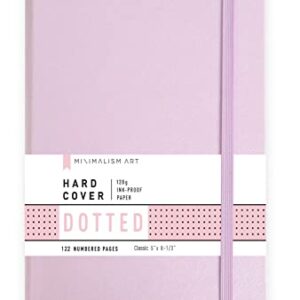 Minimalism Art, Premium Hard Cover Notebook Journal, Classic 5" x 8.3", 122 Numbered Pages, Gusseted Pocket, Ribbon Bookmark, Extra Thick Ink-Proof Paper 120gsm, San Francisco (Dotted, Pink)