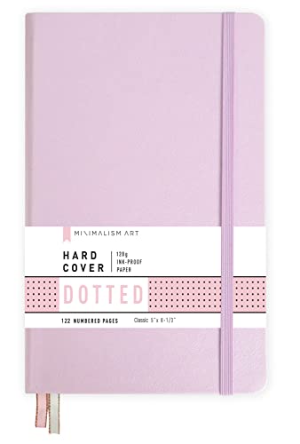 Minimalism Art, Premium Hard Cover Notebook Journal, Classic 5" x 8.3", 122 Numbered Pages, Gusseted Pocket, Ribbon Bookmark, Extra Thick Ink-Proof Paper 120gsm, San Francisco (Dotted, Pink)