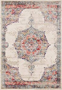 luxe weavers oriental beige 8x10 area rug, non-shedding boho chic medallion carpet
