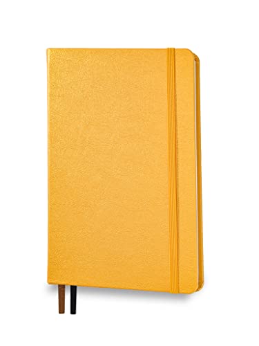 Minimalism Art, Premium Hard Cover Notebook Journal, Classic 5" x 8.3", 122 Numbered Pages, Gusseted Pocket, Ribbon Bookmark, Extra Thick Ink-Proof Paper 120gsm, San Francisco (Dotted, Amber Yellow)
