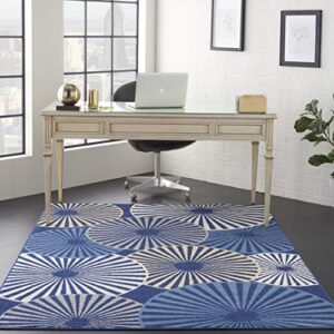 nourison grafix contemporary navy 5'3" x 7'3" area -rug, easy -cleaning, non shedding, bed room, living room, dining room, kitchen (5x7)