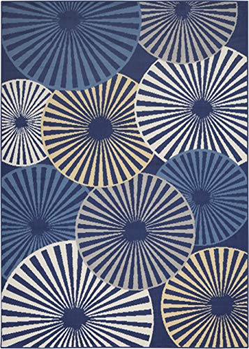 Nourison Grafix Contemporary Navy 5'3" x 7'3" Area -Rug, Easy -Cleaning, Non Shedding, Bed Room, Living Room, Dining Room, Kitchen (5x7)