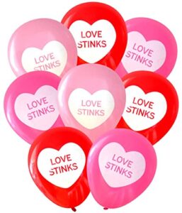 love stinks latex balloons (16 pcs) | anti-valentine's day | by nerdy words (red & pinks)