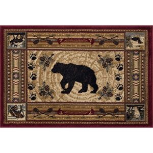 Universal Rugs Black Bear Mat Scatter Rug, 2' x 3', Brown