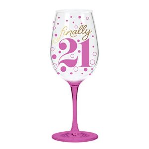 x&o paper goods qwgo-20897 21' 21st acrylic wine glass, 12 oz, finally 21 birthday