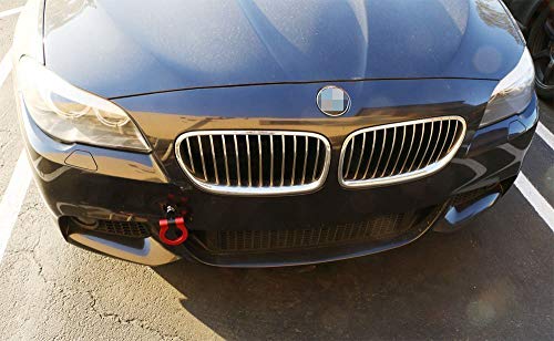 iJDMTOY Red Track Racing Style Tow Hook Ring Compatible With BMW 1 2 3 4 5 X1 X3 X4 X5 X6 Series, Compatible With MINI Cooper F54 F55 R60 R61, Made of Lightweight Aluminum