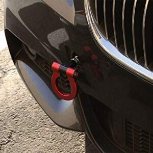 iJDMTOY Red Track Racing Style Tow Hook Ring Compatible With BMW 1 2 3 4 5 X1 X3 X4 X5 X6 Series, Compatible With MINI Cooper F54 F55 R60 R61, Made of Lightweight Aluminum