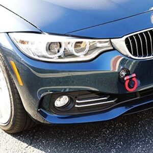 iJDMTOY Red Track Racing Style Tow Hook Ring Compatible With BMW 1 2 3 4 5 X1 X3 X4 X5 X6 Series, Compatible With MINI Cooper F54 F55 R60 R61, Made of Lightweight Aluminum