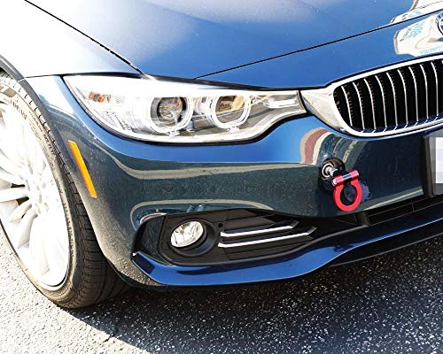 iJDMTOY Red Track Racing Style Tow Hook Ring Compatible With BMW 1 2 3 4 5 X1 X3 X4 X5 X6 Series, Compatible With MINI Cooper F54 F55 R60 R61, Made of Lightweight Aluminum