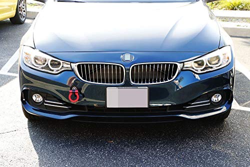 iJDMTOY Red Track Racing Style Tow Hook Ring Compatible With BMW 1 2 3 4 5 X1 X3 X4 X5 X6 Series, Compatible With MINI Cooper F54 F55 R60 R61, Made of Lightweight Aluminum