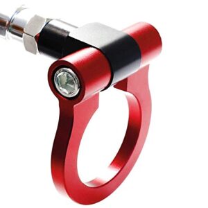 iJDMTOY Red Track Racing Style Tow Hook Ring Compatible With BMW 1 2 3 4 5 X1 X3 X4 X5 X6 Series, Compatible With MINI Cooper F54 F55 R60 R61, Made of Lightweight Aluminum
