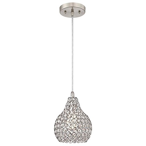 Westinghouse Lighting 6103700 One-Light Indoor Mini Pendant, Brushed Nickel Finish Crystal Jewel Shade, RED