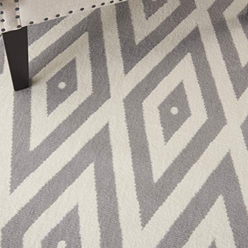 Nourison Grafix Mid-century White/Grey 5'3" x 7'3" Area -Rug, Easy -Cleaning, Non Shedding, Bed Room, Living Room, Dining Room, Kitchen (5x7)