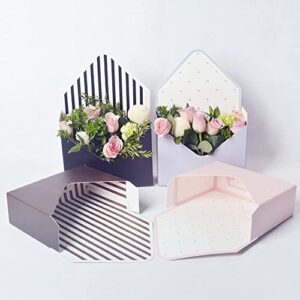 bbj wraps flower arrangement boxes floral envelop box premium mixed style florist bouquet packaging, perfect for florists and diy lovers, 5 counts 8x2.8x5.7 inch (assorted 5 patterns)