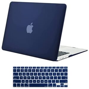 mosiso compatible with macbook air 13 inch case old version 2010-2017 release (models: a1466 & a1369), plastic hard shell case & keyboard cover skin, navy blue