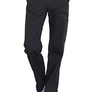 CHEROKEE Workwear Professionals Women Scrubs Pant Mid Rise Straight Leg Pull-on Cargo WW170, M, Black