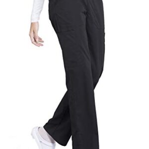 CHEROKEE Workwear Professionals Women Scrubs Pant Mid Rise Straight Leg Pull-on Cargo WW170, M, Black