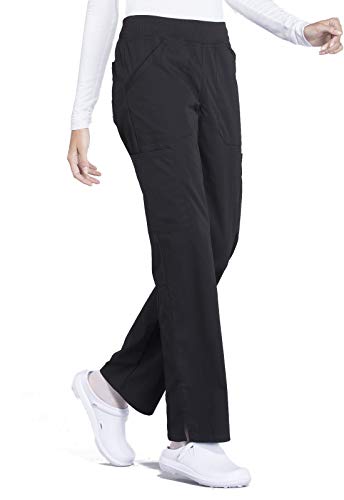 CHEROKEE Workwear Professionals Women Scrubs Pant Mid Rise Straight Leg Pull-on Cargo WW170, M, Black