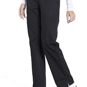 CHEROKEE Workwear Professionals Women Scrubs Pant Mid Rise Straight Leg Pull-on Cargo WW170, M, Black