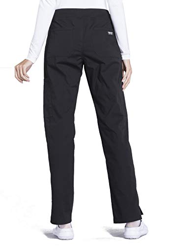 CHEROKEE Workwear Professionals Women Scrubs Pant Mid Rise Straight Leg Pull-on Cargo WW170, M, Black