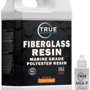 True Composites Fiberglass Resin Polyester Resin Marine Grade Resin 1 Gallon with MEKP Hardener Polymer Resin Fiberglass Repair Kit Laminating Resin for Wood Boat Building and Repair