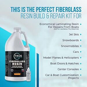 True Composites Fiberglass Resin Polyester Resin Marine Grade Resin 1 Gallon with MEKP Hardener Polymer Resin Fiberglass Repair Kit Laminating Resin for Wood Boat Building and Repair