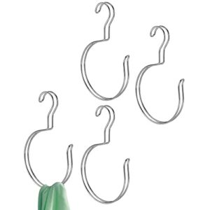 mdesign closet hanger organizer large accessory metal loop hooks for ties, belts, scarves, shawls, pashminas - 4 pack - chrome