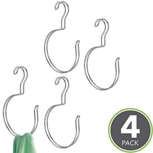 mDesign Closet Hanger Organizer Large Accessory Metal Loop Hooks for Ties, Belts, Scarves, Shawls, Pashminas - 4 Pack - Chrome