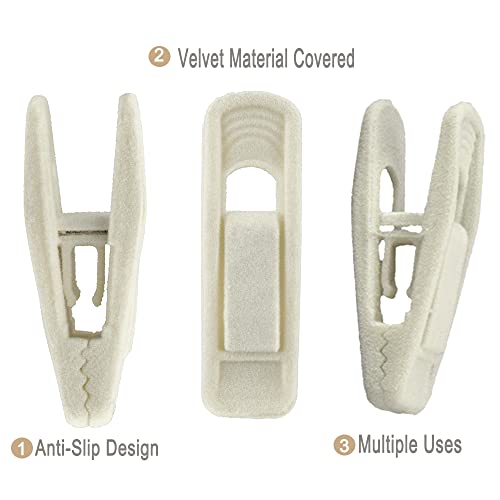 Corodo Velvet Hangers Clips, 20 Pack Ivory Pants Hanger Velvet Clips, Strong Hanger Clips Perfect for Thin Felt Hangers