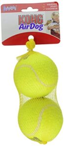 kong air dog squeakair dog toy tennis balls, large 2-balls