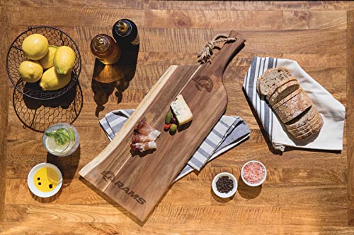 PICNIC TIME NFL Los Angeles Rams Artisan 24" Acacia Charcuterie Board with Raw Wood Edge - Cheese Board - Serving Platter