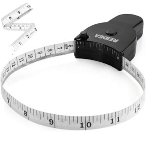 REIDEA Body Measure Tape 60in (150cm), Lock Pin and Push-Button Retract, Ergnomic and Portable Design, Incl. Bonus Kit (1x 79in Clothing Measure Tape, 1 x 60in Mini Retractable Tape Measure), Black