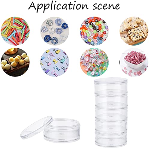 PH PandaHall 2 Sets 5 Layer Cylinder Stackable Bead Containers 15ml Plastic Round Clear Storage Organizer Box with Screw Lid for Make Up, Eye Shadow, Nails, Powder, Gems, Beads, Jewelry, Small Items