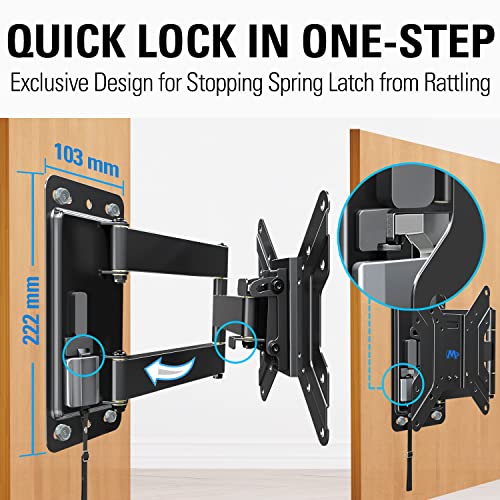 Mounting Dream UL Listed Lockable RV TV Mount for Most 17-43 inch TV, RV Mount for Camper Trailer Motor Home Boat Truck, Full Motion Unique One Step Lock RV TV Wall Mount, VESA 200mm, 44 lbs, MD2210