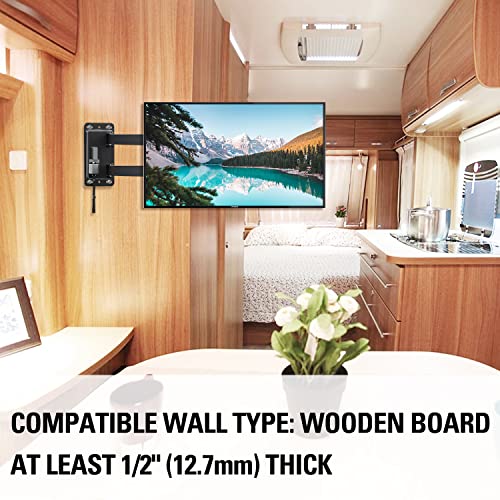 Mounting Dream UL Listed Lockable RV TV Mount for Most 17-43 inch TV, RV Mount for Camper Trailer Motor Home Boat Truck, Full Motion Unique One Step Lock RV TV Wall Mount, VESA 200mm, 44 lbs, MD2210