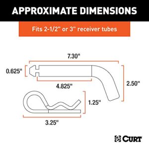 CURT 21506 Heavy-Duty Trailer Hitch Pin & Clip with Grooved Head, 5/8-Inch Diameter, Fits 2-1/2 or 3-Inch Receiver