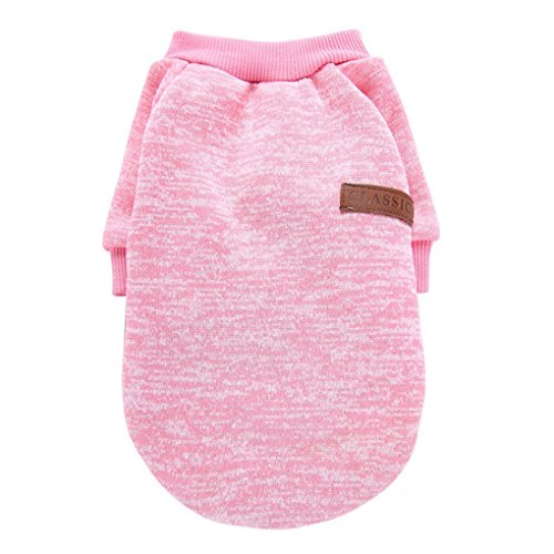 Jecikelon Pet Dog Clothes Dog Sweater Soft Thickening Warm Pup Dogs Shirt Winter Puppy Sweater for Dogs (Pink, M)