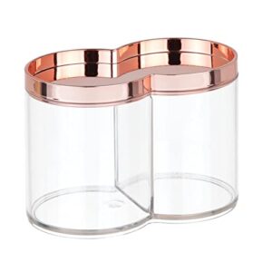 mDesign Plastic Canister Jar Organizer Set with Storage Lid - Home Decor Holder for Bathroom/Restroom Vanity Countertop, Cabinet - Holds Cotton Balls, Soap - Lumiere Collection - Clear/Rose Gold