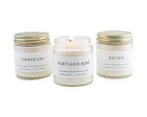 wax & wane northwest scented candle gift set - 4 oz soy candles gifts for women and men for home décor, 25+ hours aroma candle set, candles for gifts hand made in the usa from 100% natural soy wax